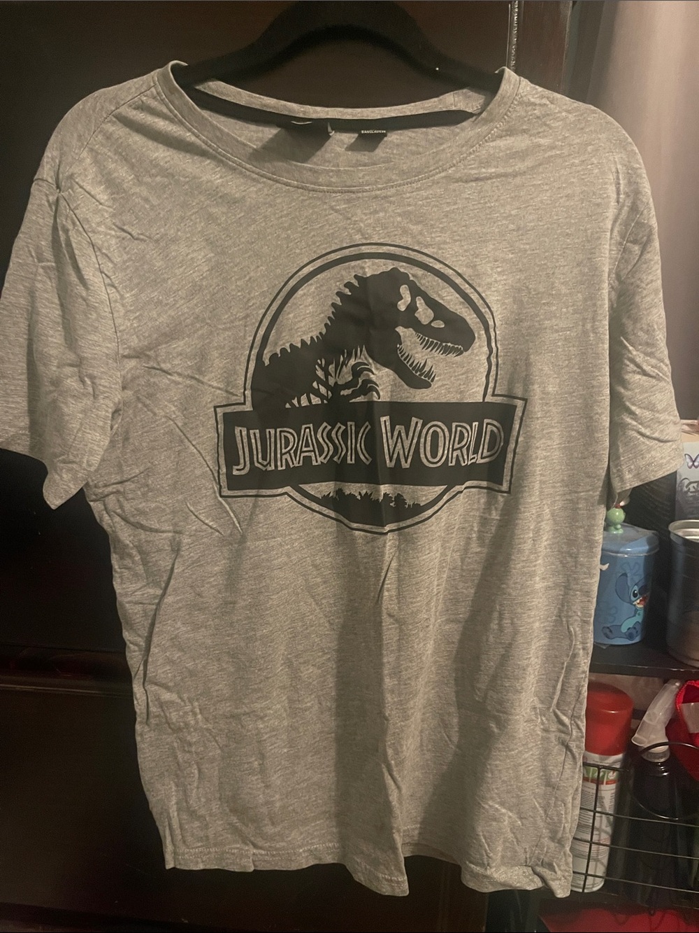 116- Jurassic World Graphic Tee - Light Grey with Black Logo